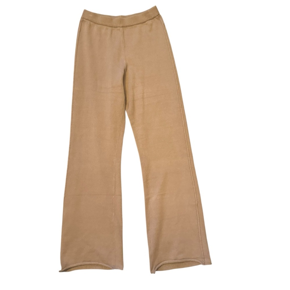 Tan Wide-Leg Lounge Pants + Sweatshirt – Size Small